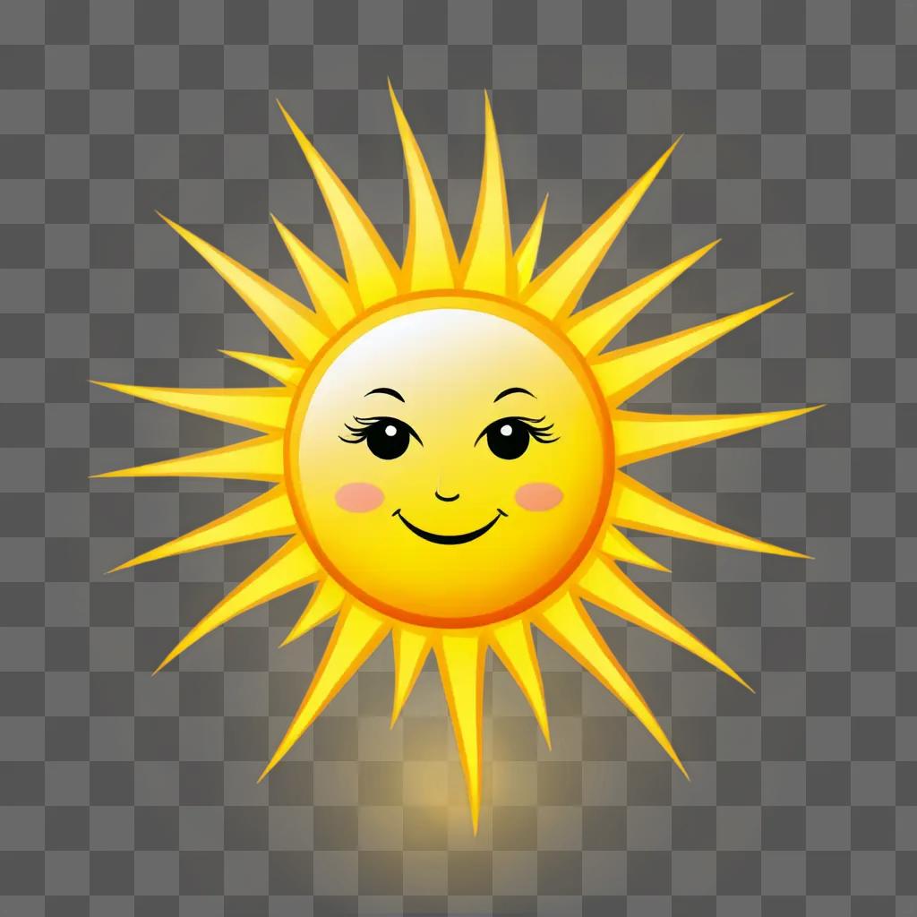 Sun cartoon with a smiling face and pink cheeks