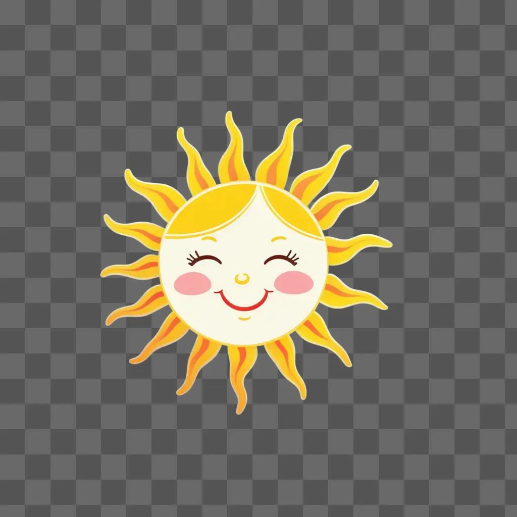 幸せな顔と太陽光線を持つ太陽の漫画