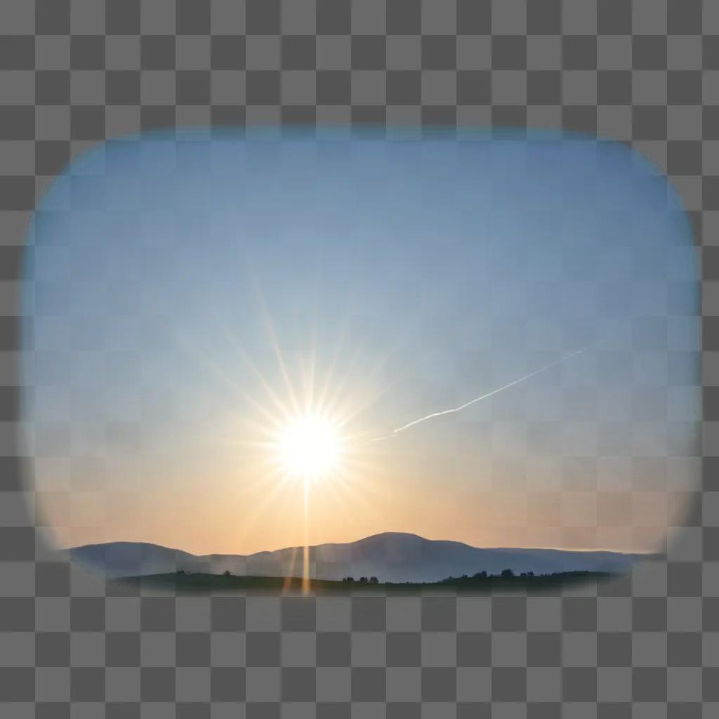 Sun shining through a blurry frame with mountains in the background