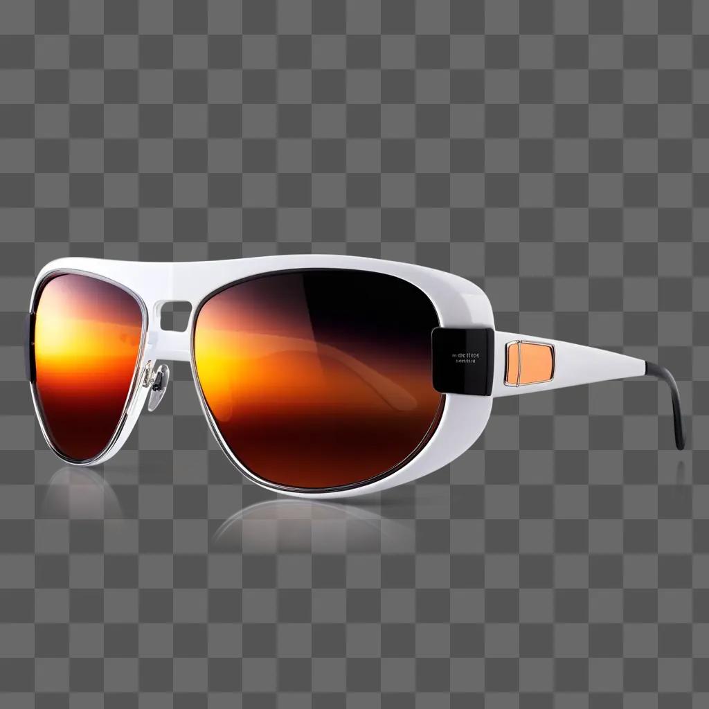 Sunglasses reflect light on a brown surface