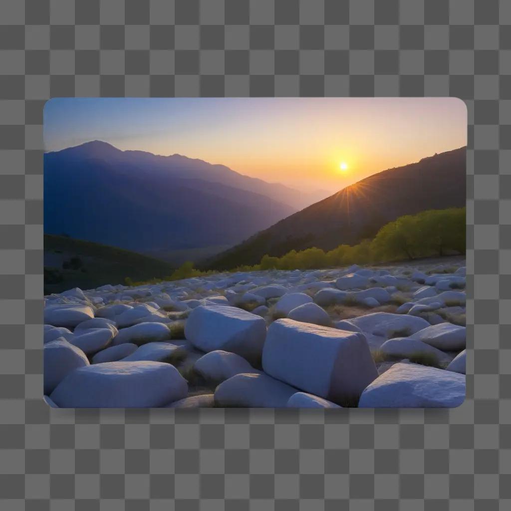 Sunlight casts shadow on rocks at sunset