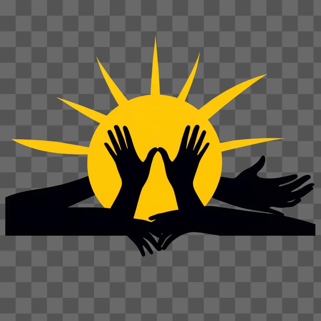 Sunlight on hands and outreaching hands logo