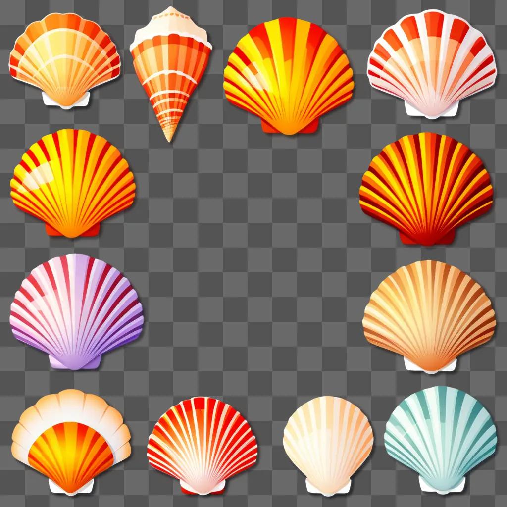 Sunny seashells on a beige background