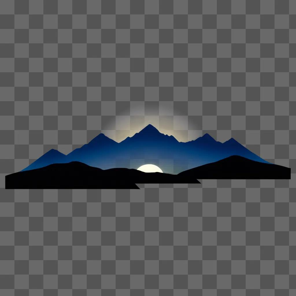 Sunrise over mountains in the night sky