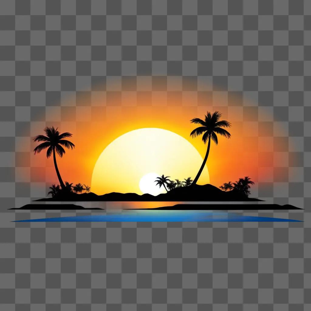 Sunrise over tropical island at sunset