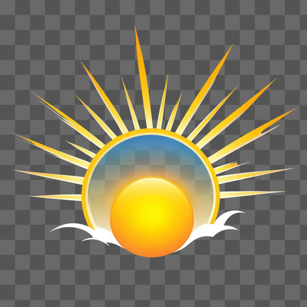 Sunrise with sun icon and blue sky