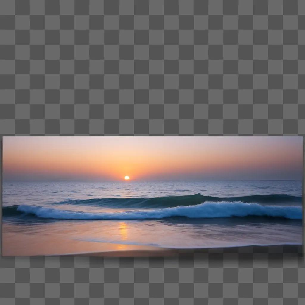 Sunset on canvas, waves, and horizon