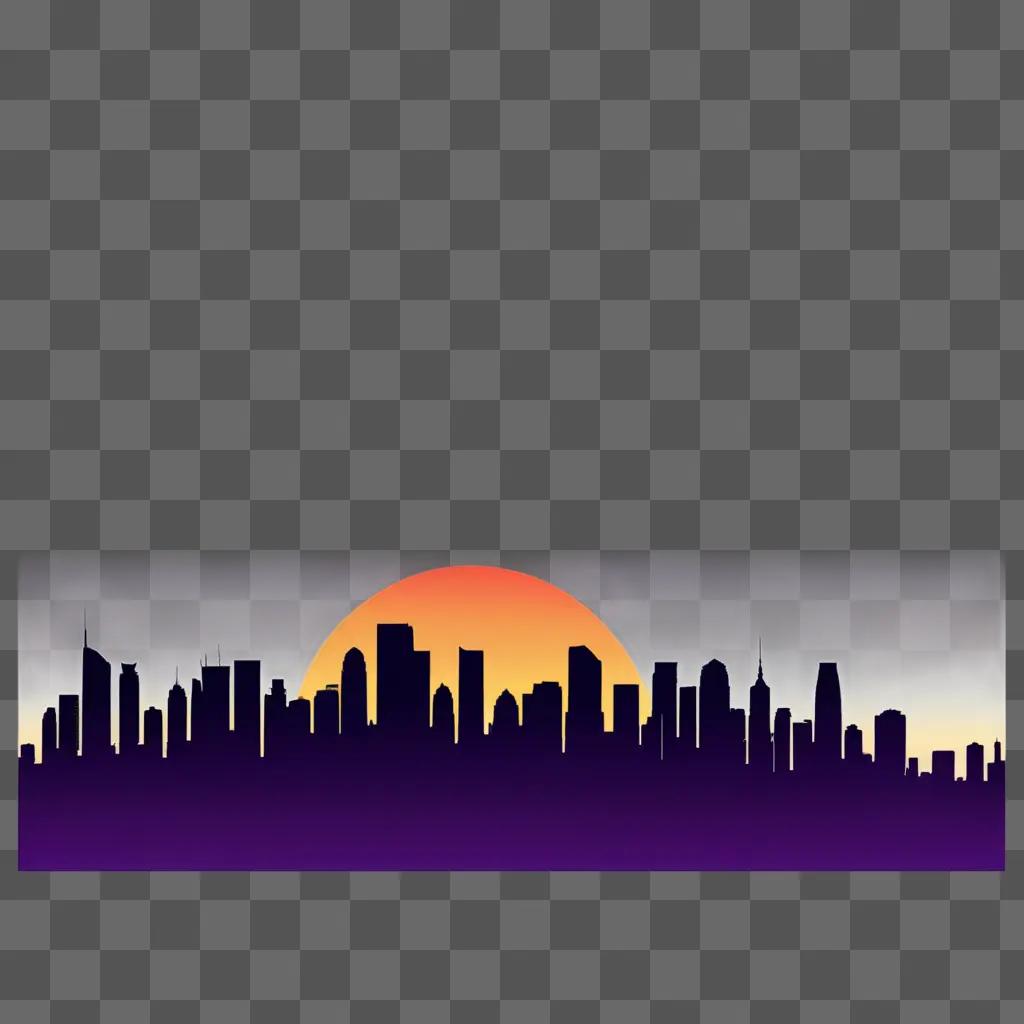 Sunset over the city skyline