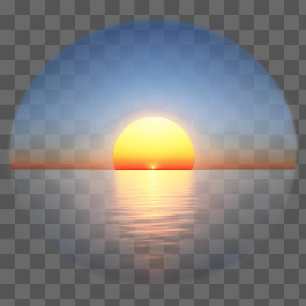 Sunset over water, seen through a transparent lens