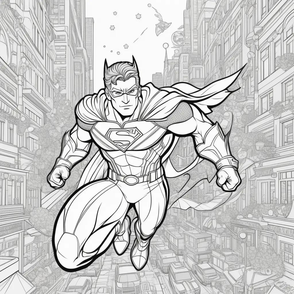 スーパーヒーローのぬりえ:スーパーマンの塗り絵