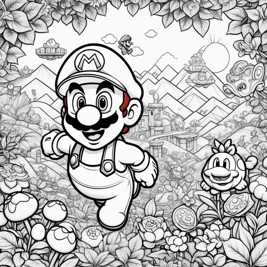 Super Mario Bros Coloring Pages Show A Hero And A Fish