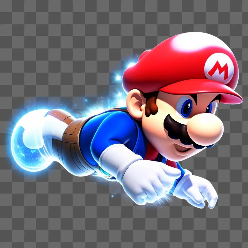 Super Mario flying through the air with a transparent background