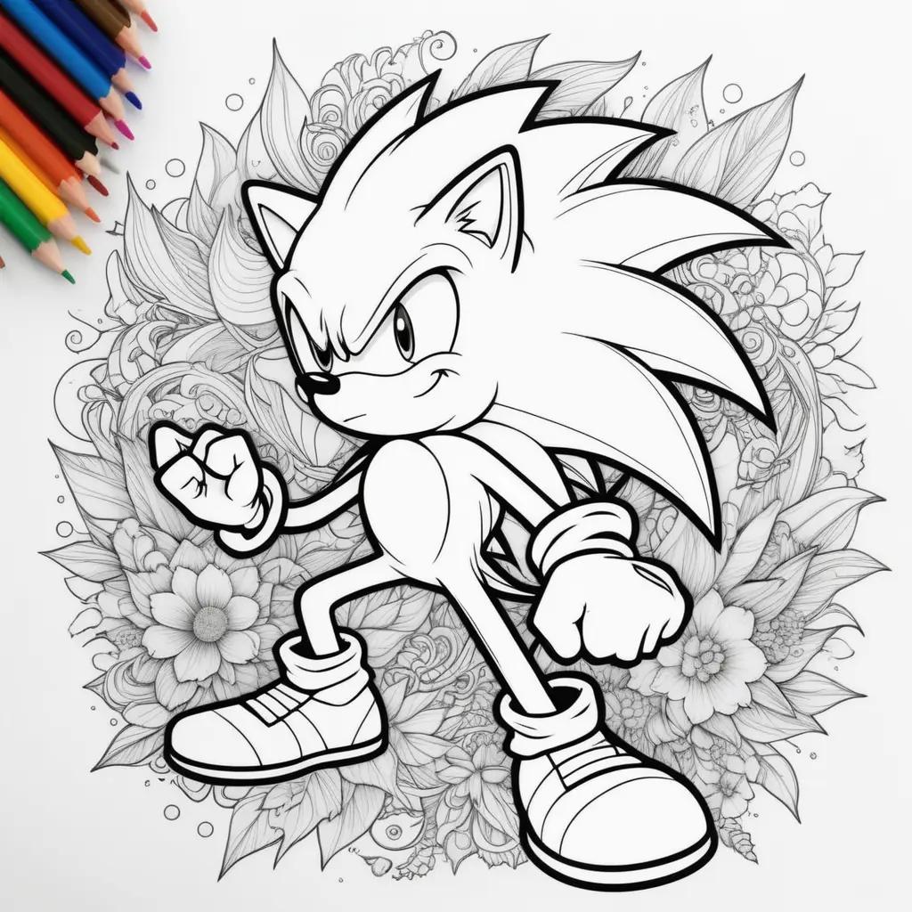 Super Sonic Coloring Page with Coloring Pencils