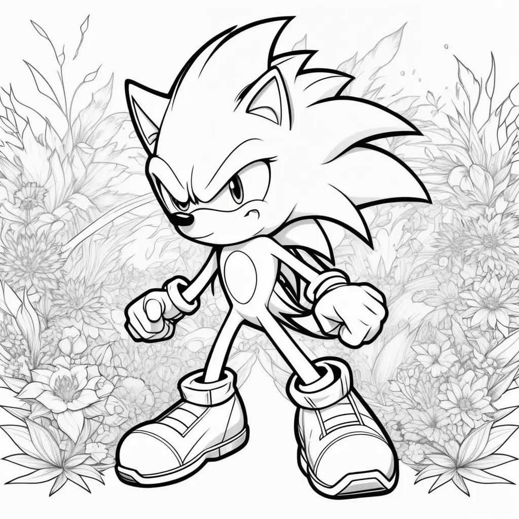 Super Sonic coloring pages in black and white