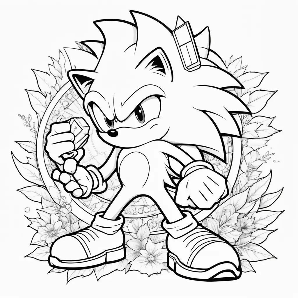 Super Sonic coloring pages with black and white lines