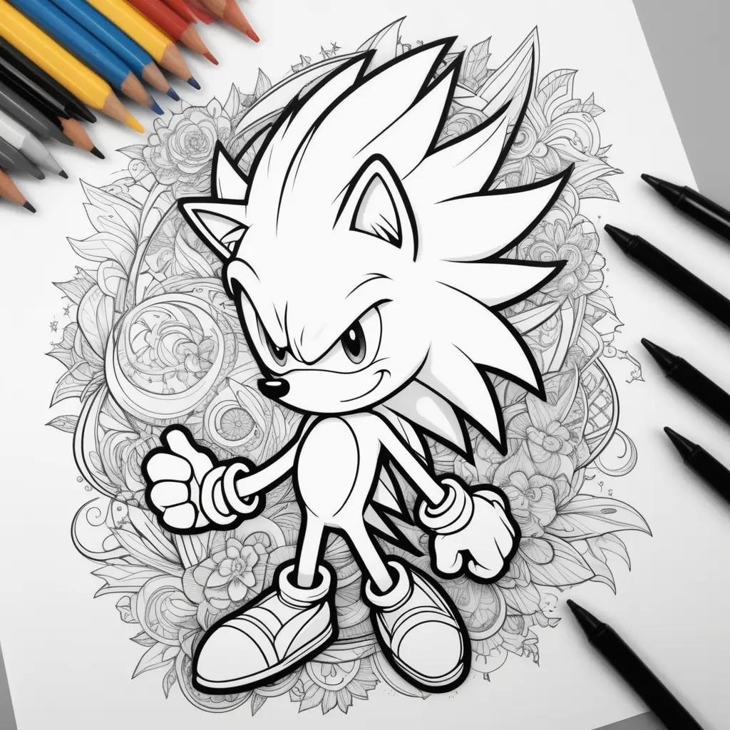 Super Sonic coloring pages with sharpies