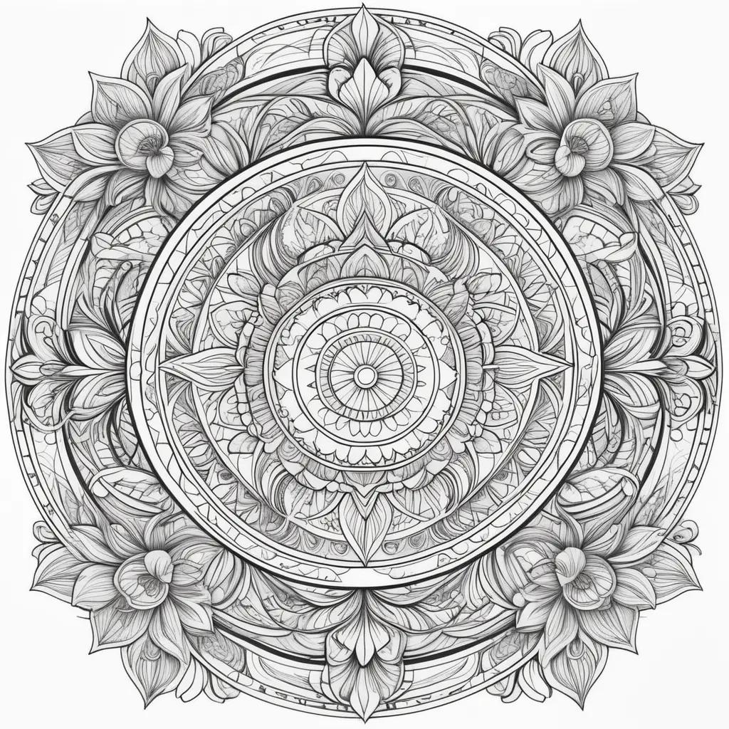 Super coloring pages of a circle with flowers