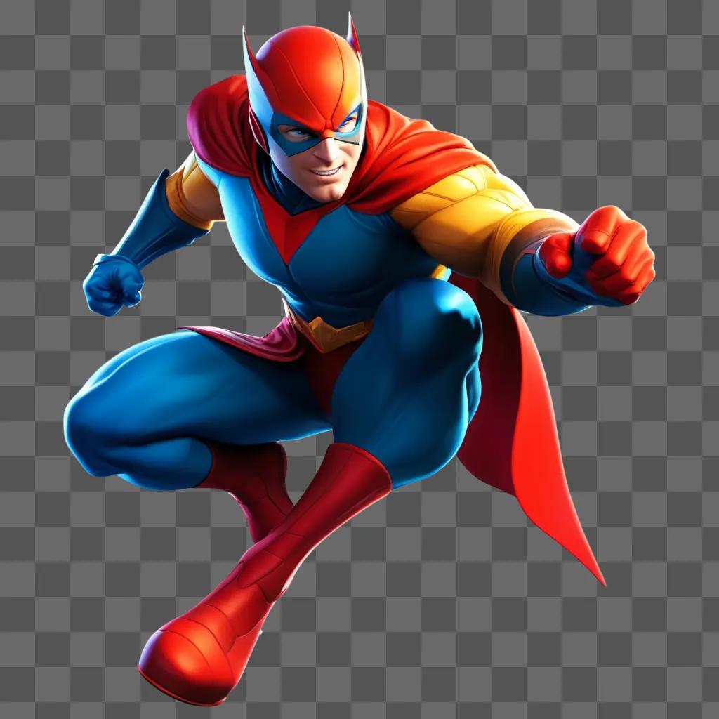 Superhero game character in red and blue