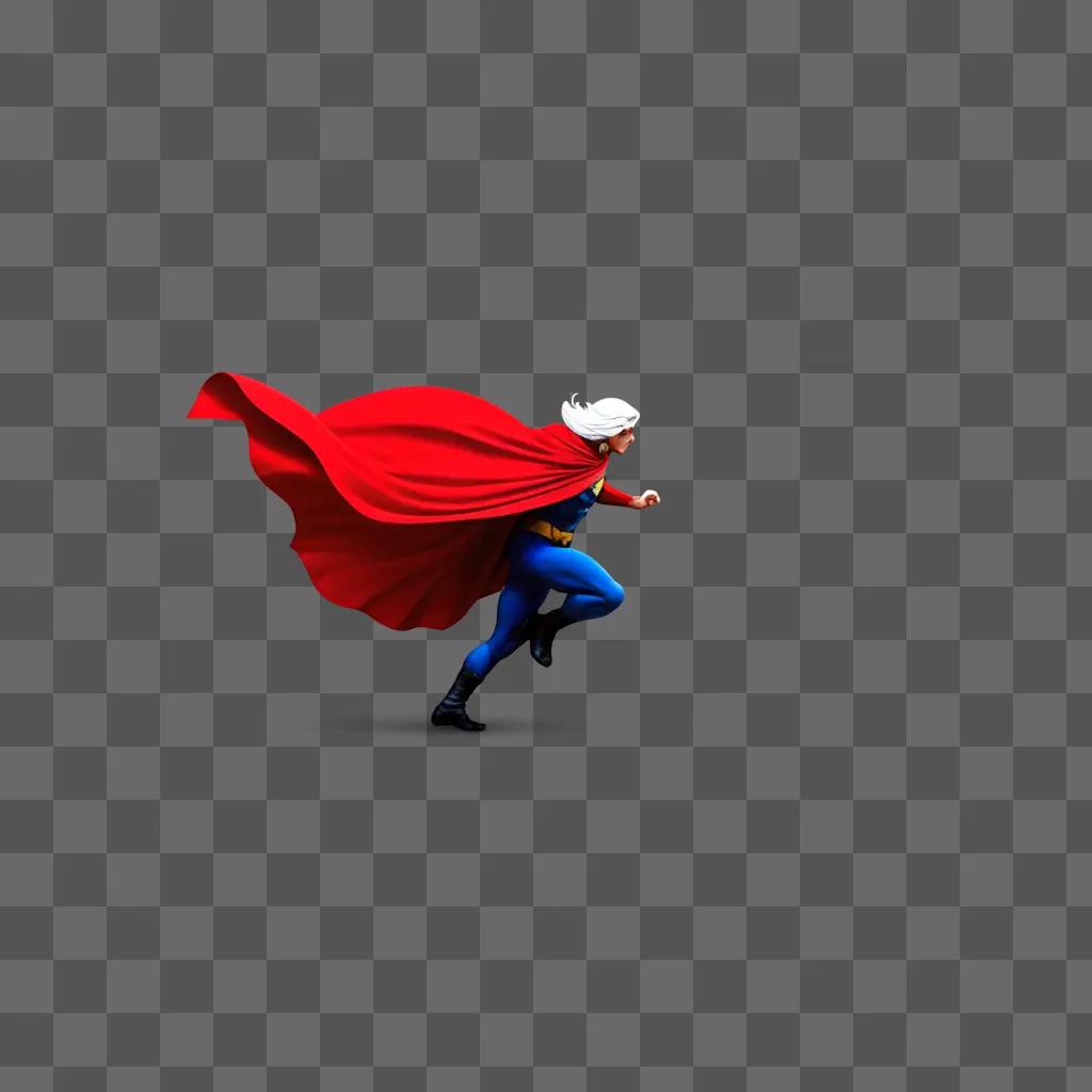 Superman with red cape runs on red wall