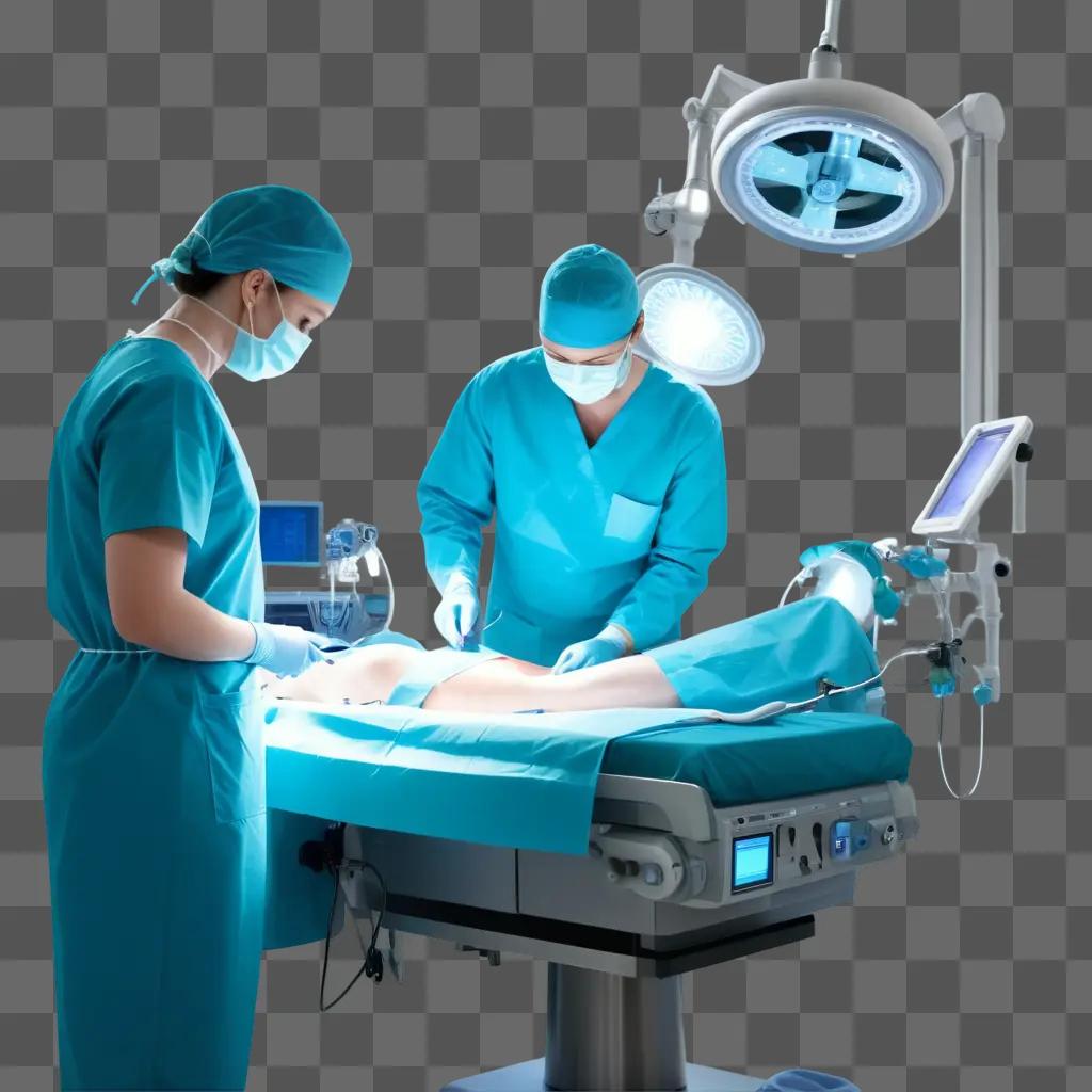 Surgeons performing surgery in a hospital operating room