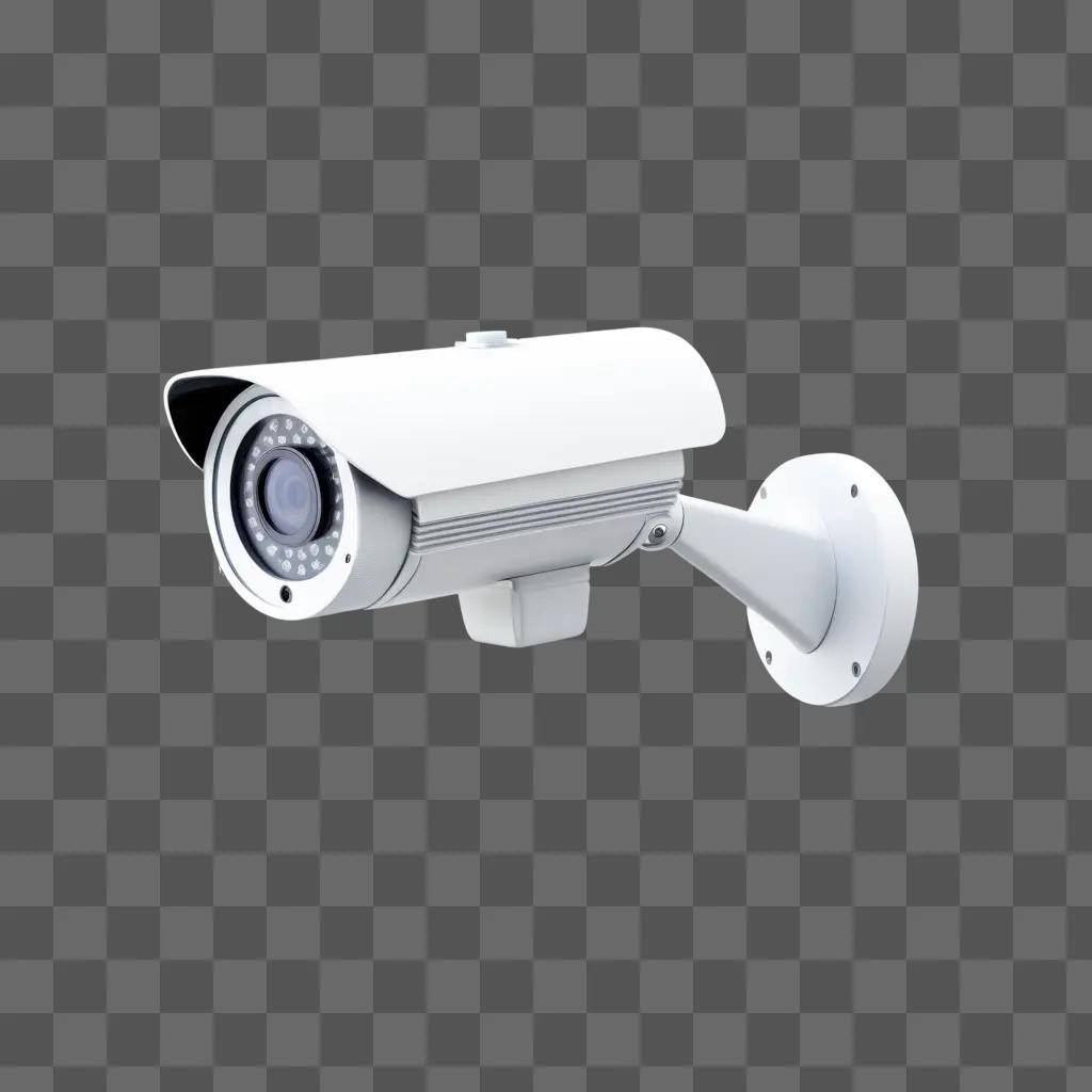 白色光で壁に取り付けられた監視カメラ