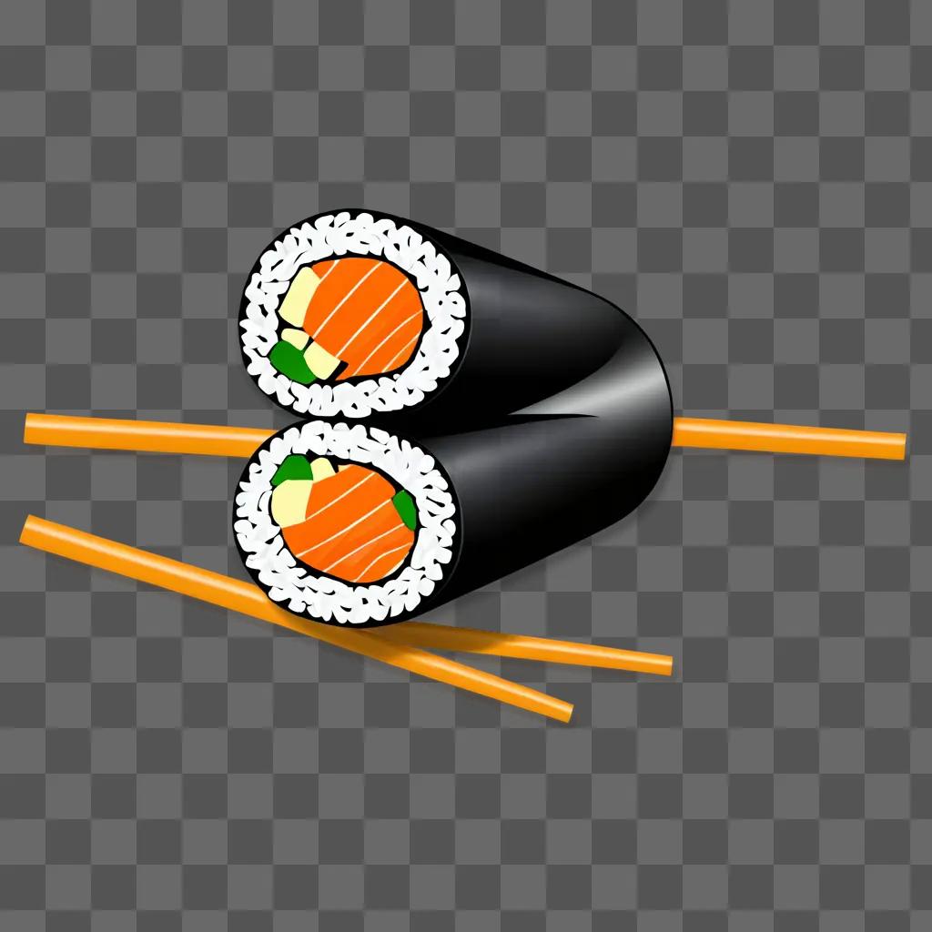 Sushi drawing for kids with chopsticks and fish