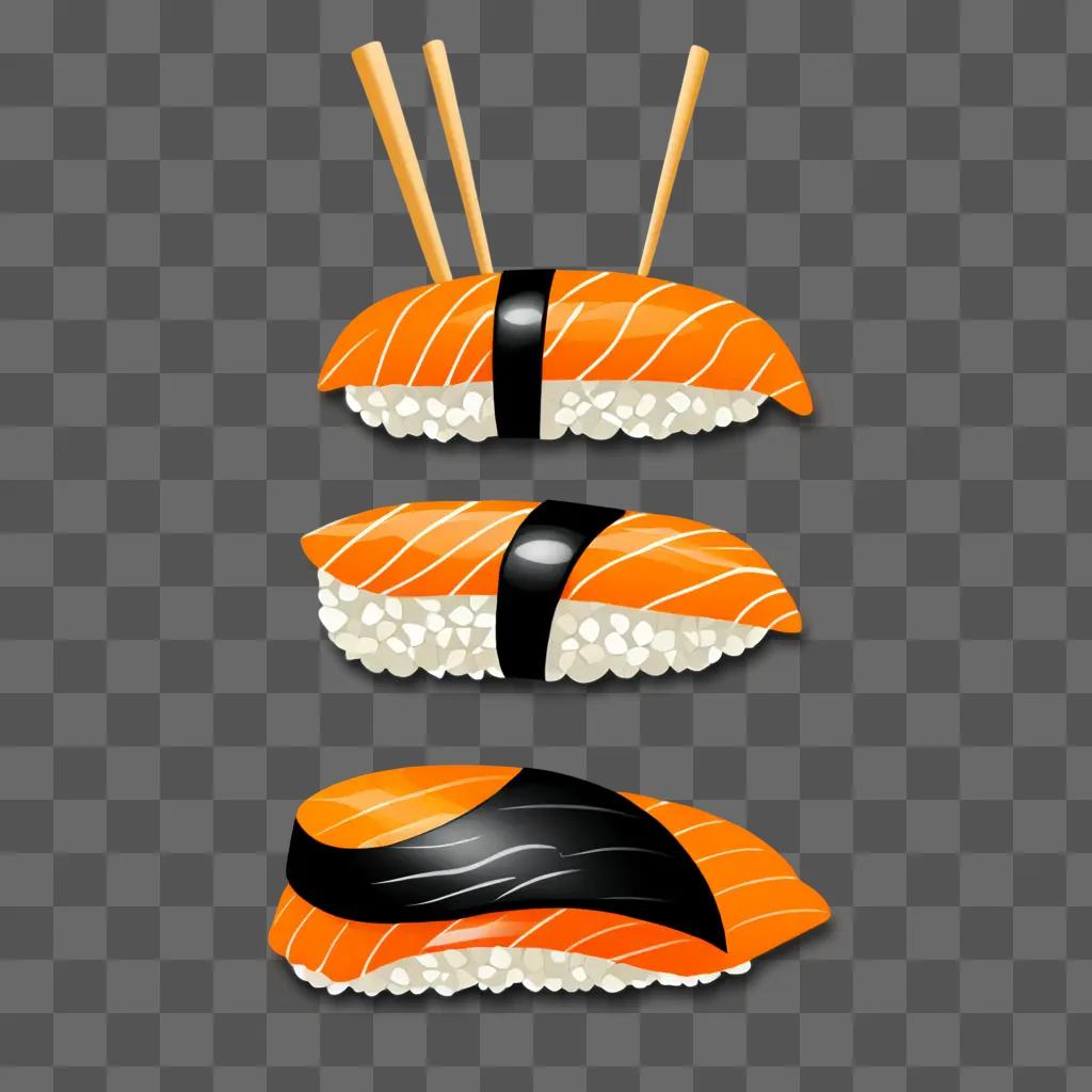 Sushi emoji with three different types of sushi