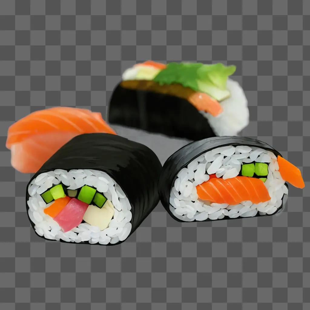 Sushi roll with carrot and cucumber