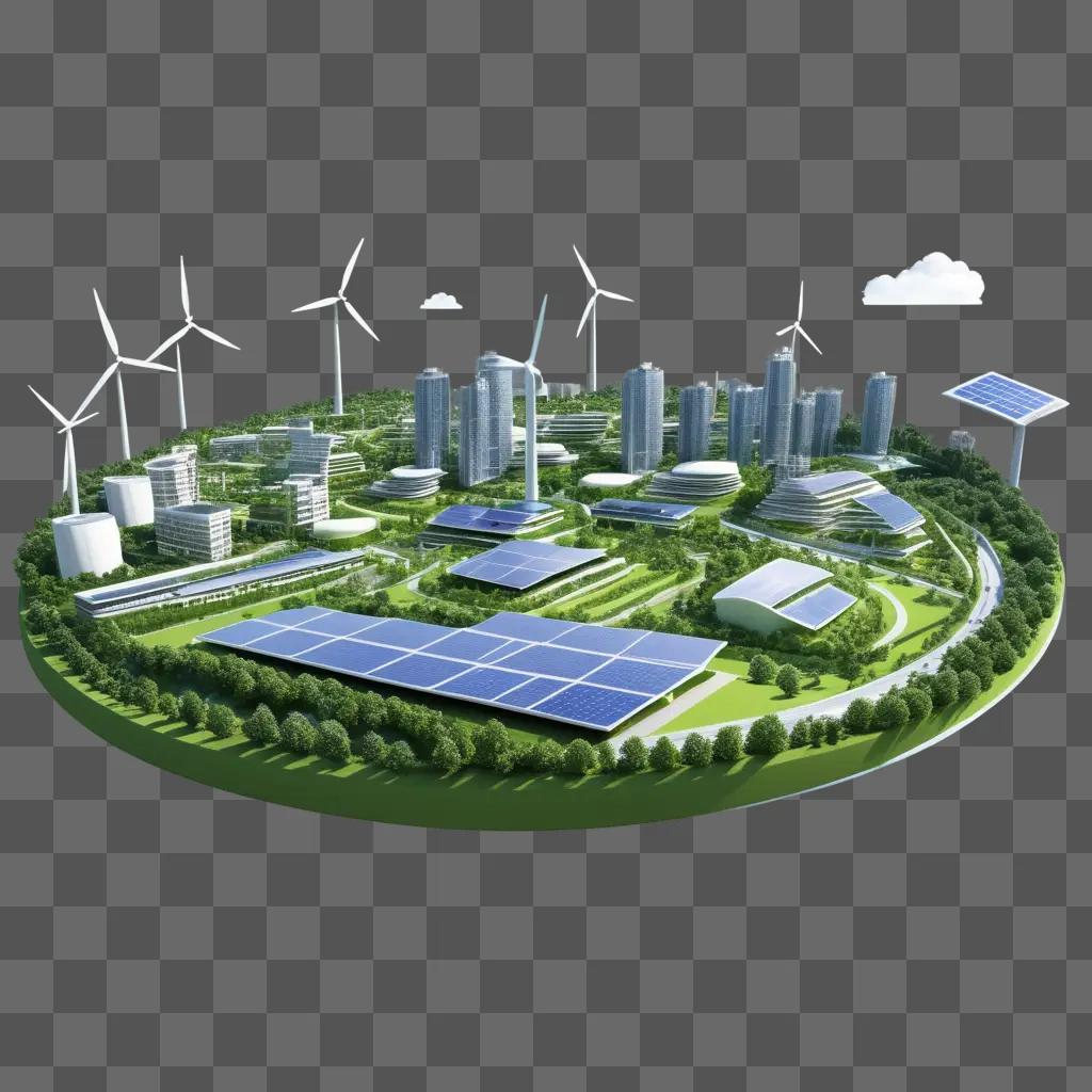 風力と太陽光を動力源とする持続可能な都市