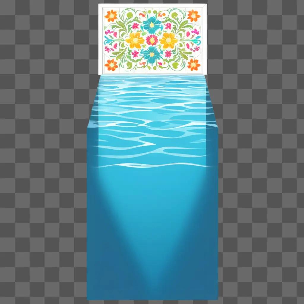 Swimming pool clipart with blue water and colorful flowers