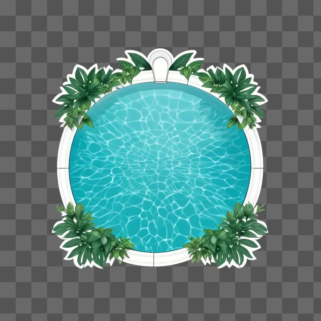 Swimming pool clipart with leaves and lights