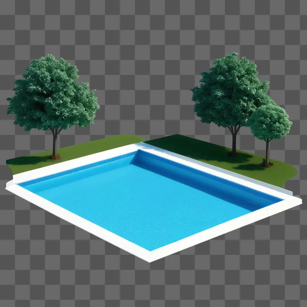 Swimming pool in a green setting with trees