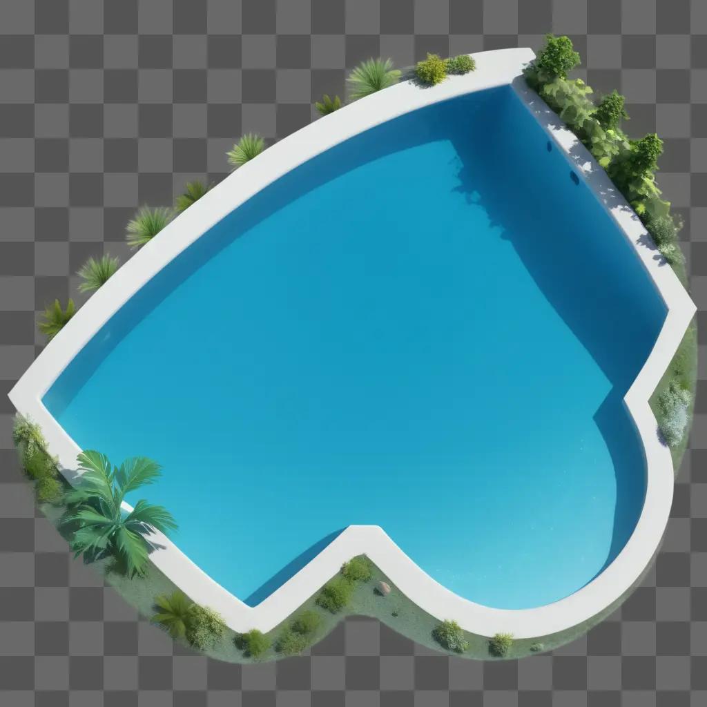 Swimming pool with plants and palm trees