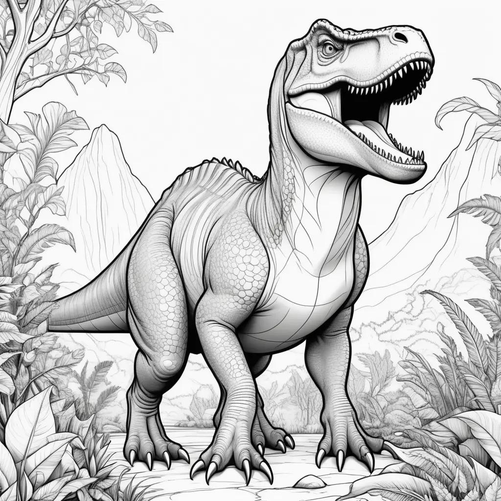 T-Rex Coloring Page: A Black and White Coloring Page of a T-Rex