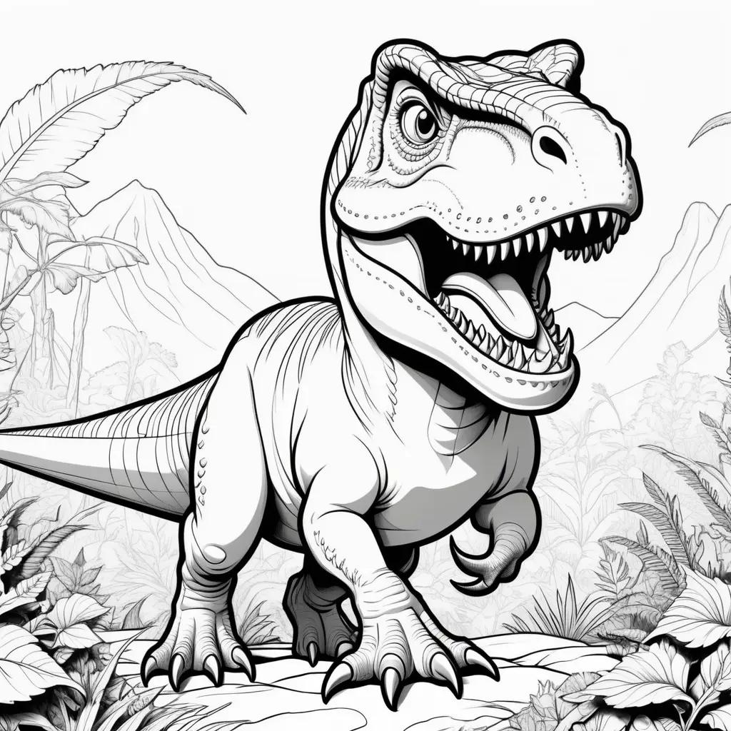 T-Rex Coloring Page With White Lines