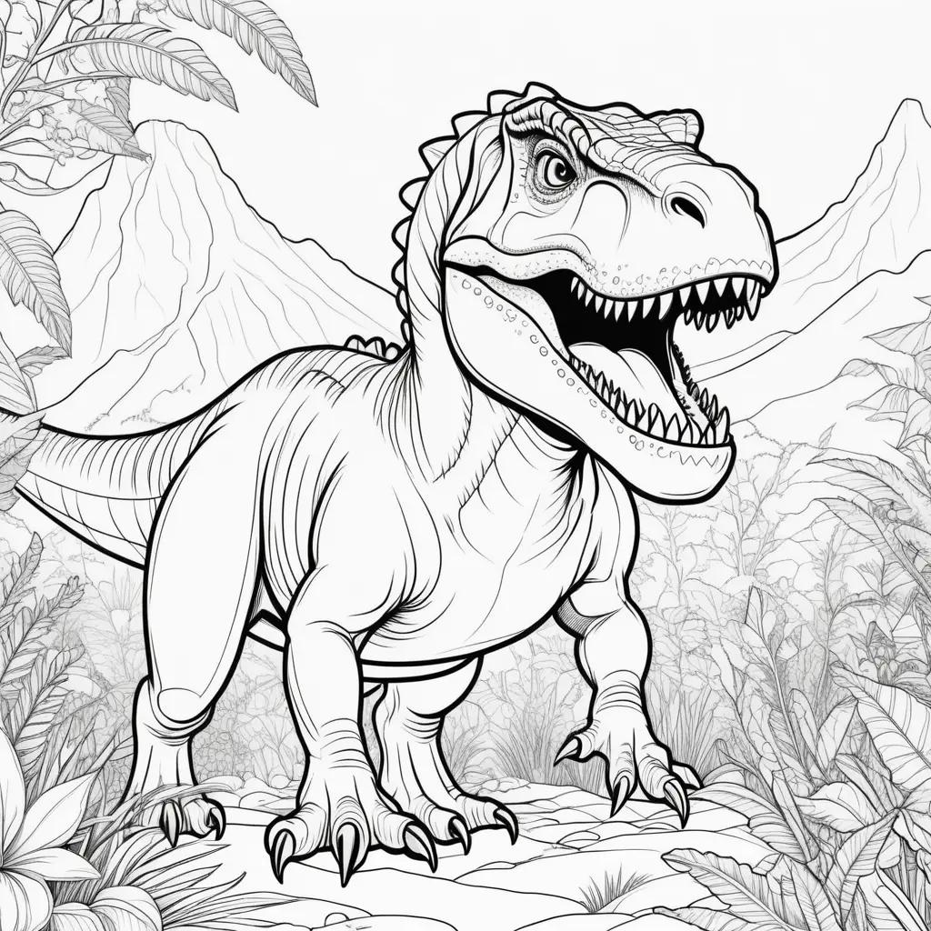 T-Rex Coloring Page in Black and White