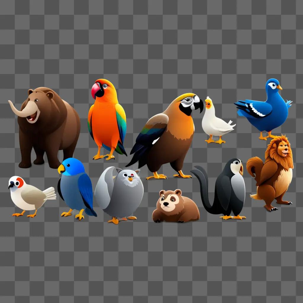 Talking Animals Clipart: A group of birds and a bear