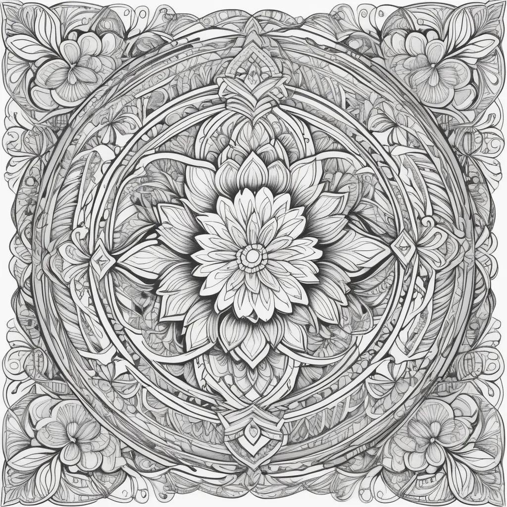 Tangle Coloring Pages: Elegant Flower Design