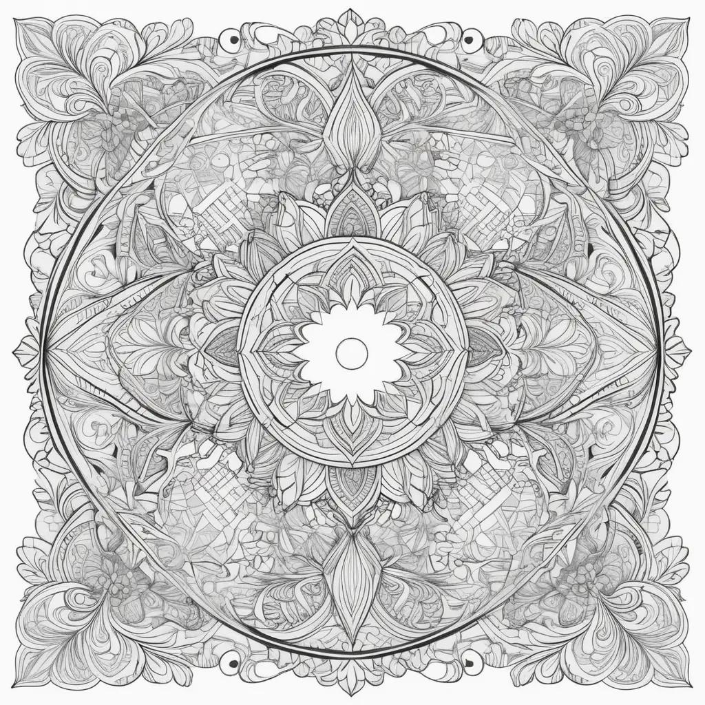 Tangle coloring pages: intricate designs in black and white