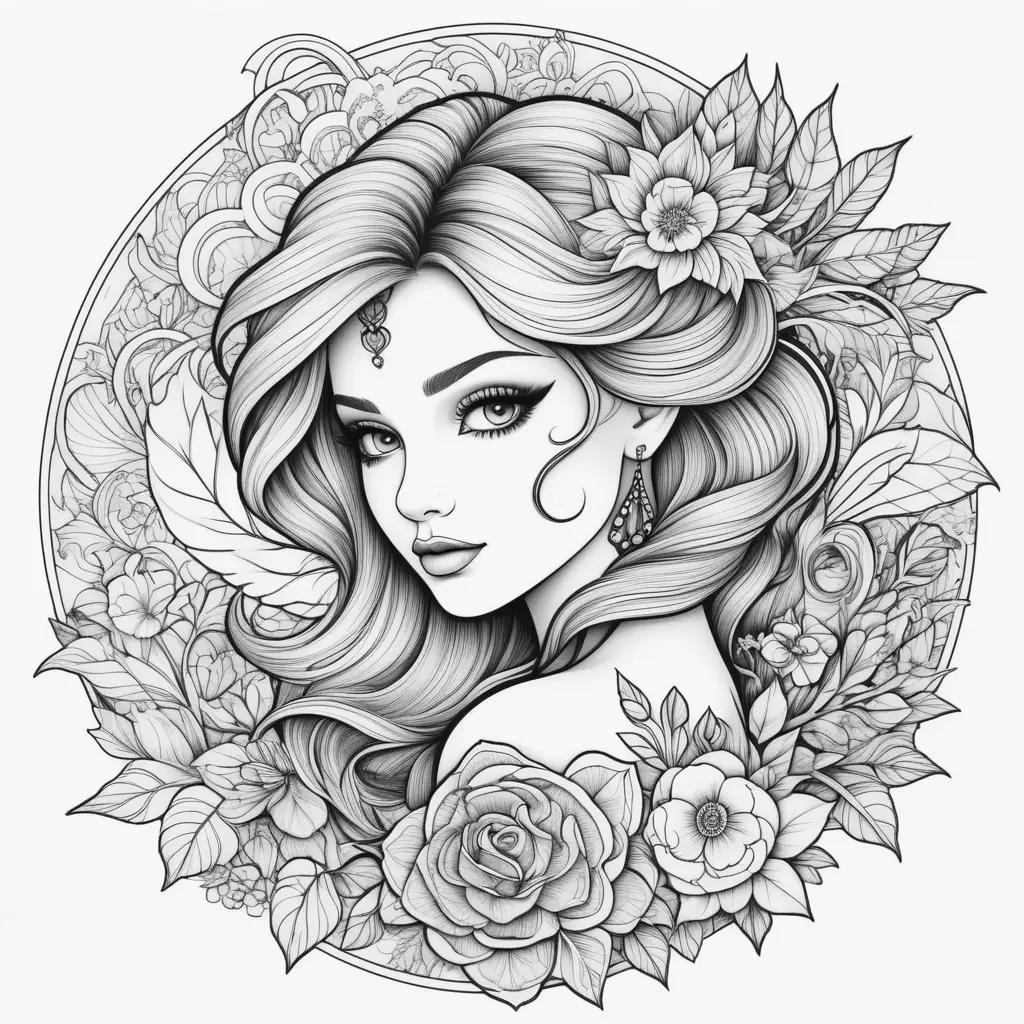 Tattoo Coloring Pages: Artwork of a girl with a tattoo