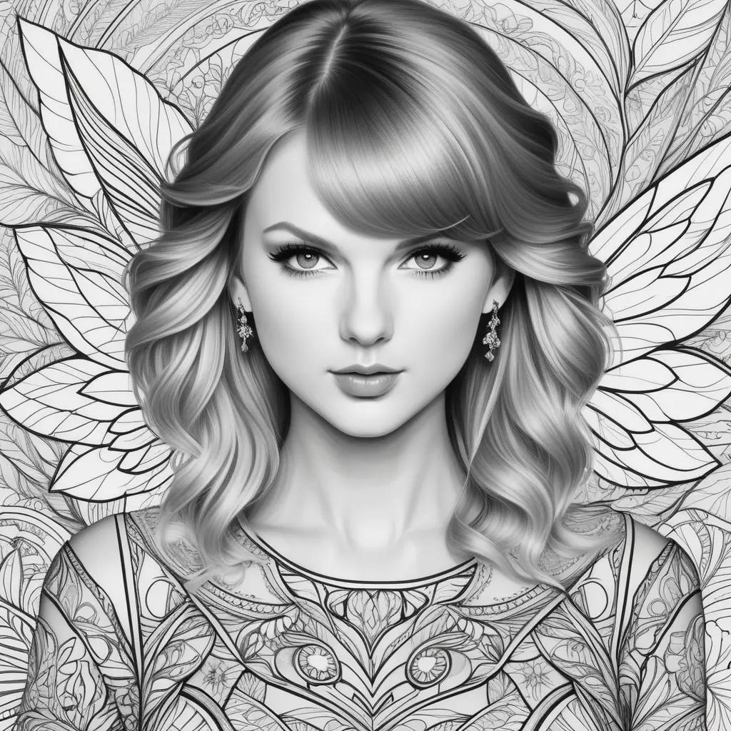 Taylor Swift Coloring Page Black and White