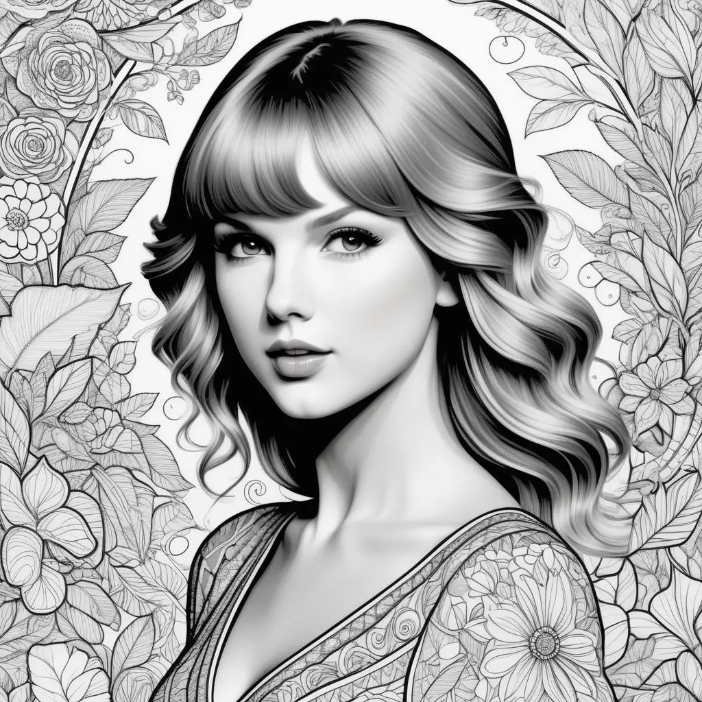 Taylor Swift Coloring Page Featuring A Beautiful Woman