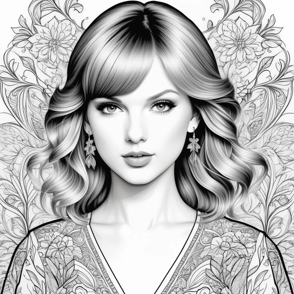 Taylor Swift Coloring Page with Black and White