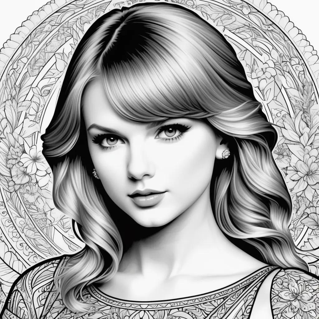 Taylor Swift Coloring Pages With Black and White Design