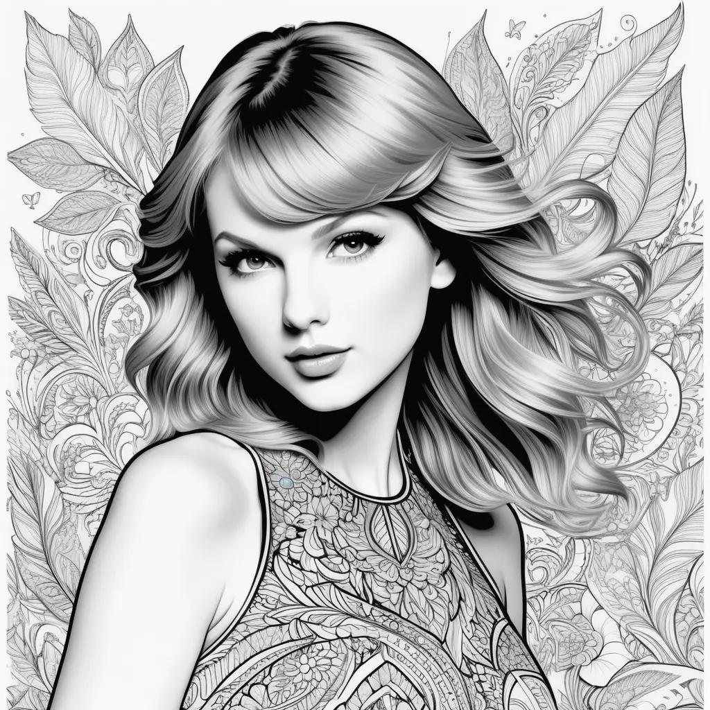 Taylor Swift coloring pages for adults and kids