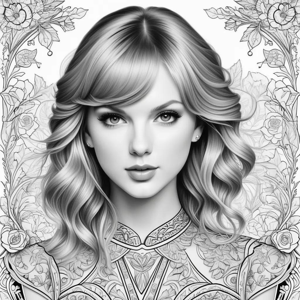 Taylor Swift coloring pages in black and white