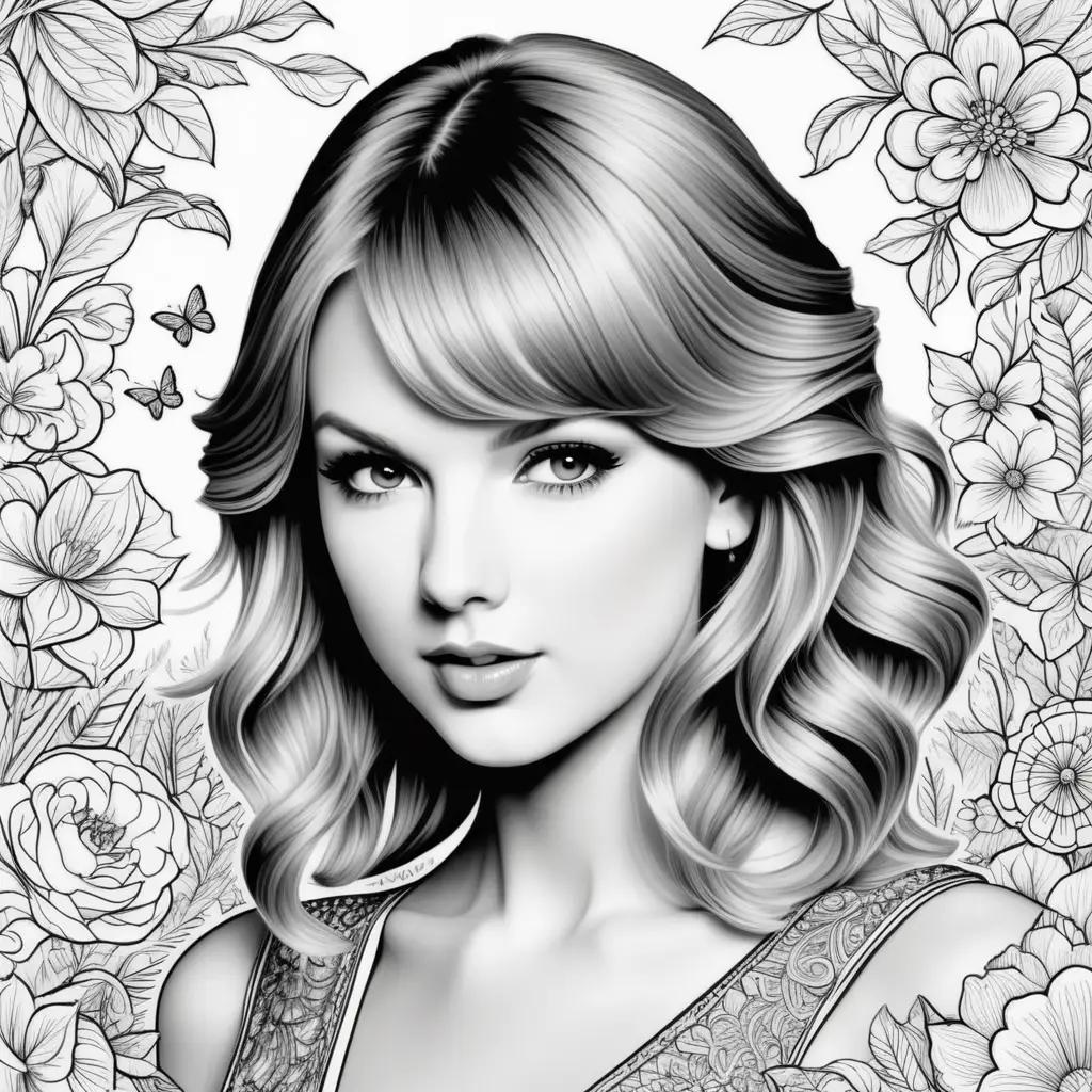 Taylor Swift coloring pages in black and white