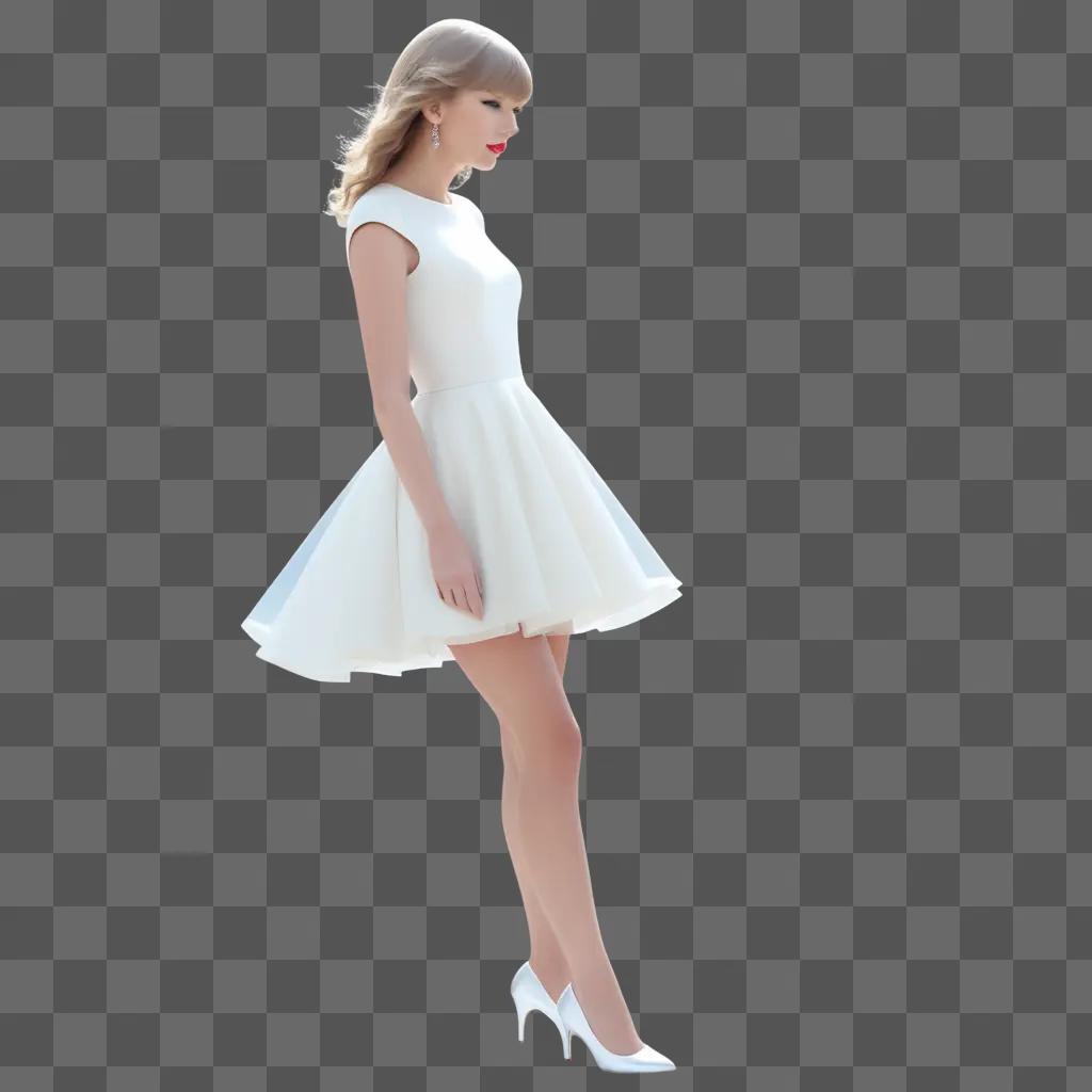 Taylor Swift in a white dress with a transparent background