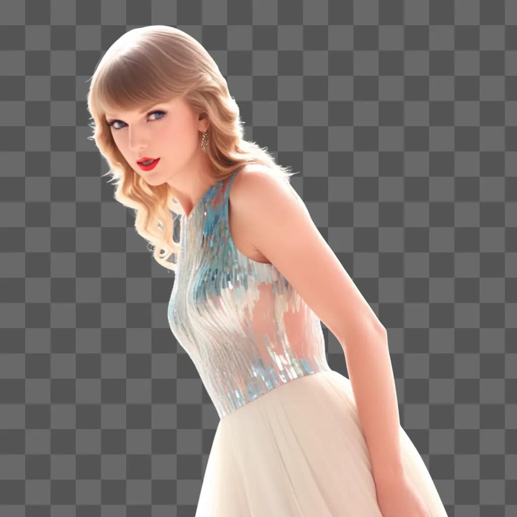 Taylor Swift posing in a transparent dress