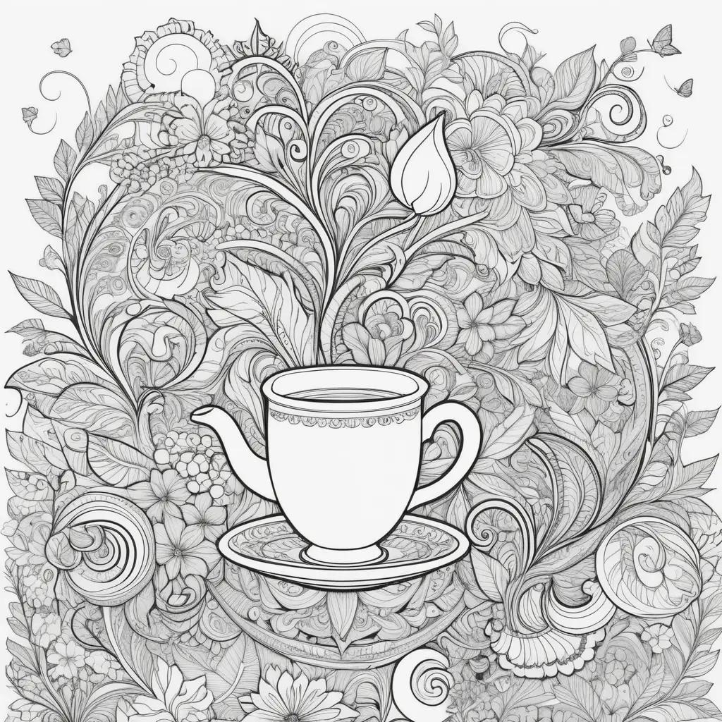 Tea Set Coloring Page for Wednesday